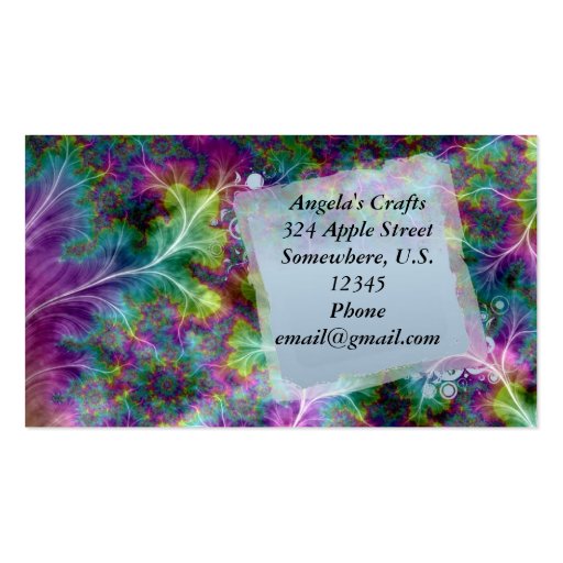Vibrant Jewel tone Fractal Ferns Business Card (front side)