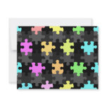 vibrant jigsaw pieces pattern custom invitation