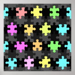 vibrant jigsaw pieces pattern poster