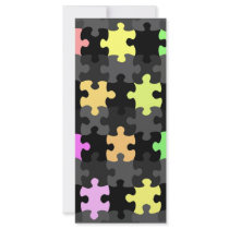 vibrant jigsaw pieces pattern rack card template