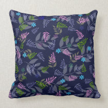 Vibrant leaf design on blue background pillows