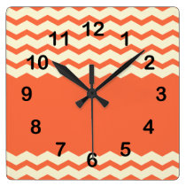 vibrant orange chevron zigzag pattern wall clocks