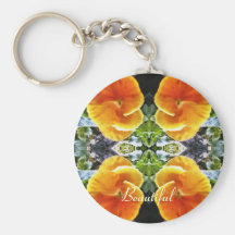 Vibrant Orange Pansies Botanical Natural Keychains
