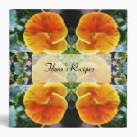 Vibrant Orange Pansies Cookbook Journal Diary 3 Ring Binder