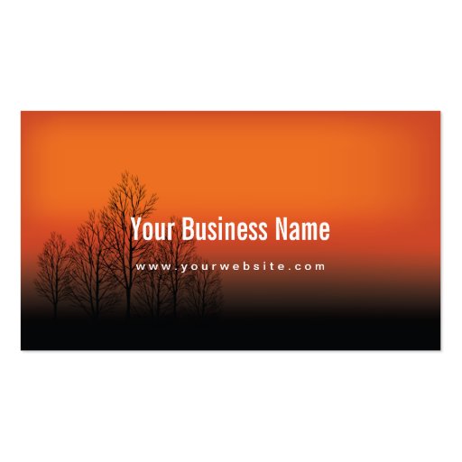 Vibrant Orange Sunset/Dusk Trees Business Card (front side)