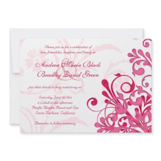 Vibrant Pink and White Floral Wedding Invitation invitation