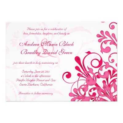 Vibrant Pink and White Floral Wedding Invitation