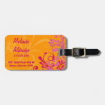 Vibrant Pink Orange Abstract Floral Personalized Travel Bag Tag