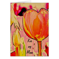 Vibrant pink tulip mother's day card cards