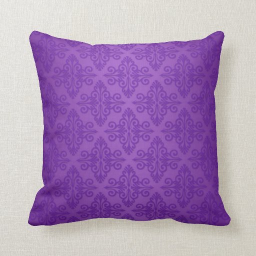 Vibrant Purple Damask Pattern Throw Pillows Zazzle