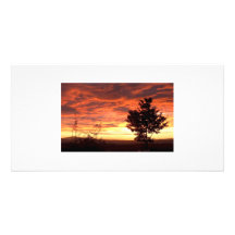 Vibrant Red Sunset Personalized Photo Card