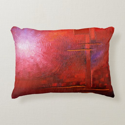 Vibrant Red Throw Pillow long Modern Art Painting Zazzle