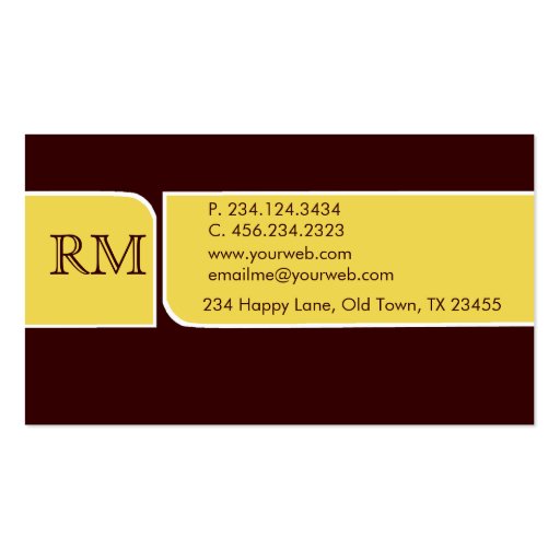 Vibrant Simple Brown & Yellow  Plain Business Card Template (back side)
