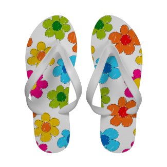 Vibrant sketchy flowers sandals