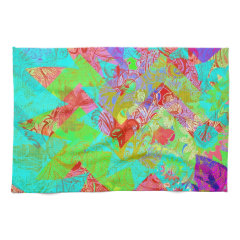 Vibrant Teal Blue Abstract Girly Collage Print Towel