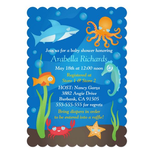 Vibrant Under the Sea Baby Shower Invitations