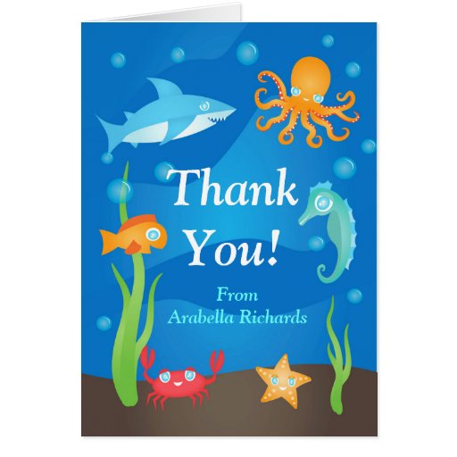 Vibrant Under The Sea Baby Shower Thank You Card Zazzle