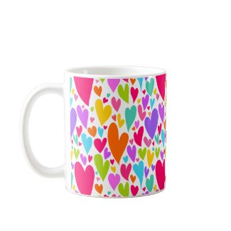 Vibrant Valentine's hearts mug mug