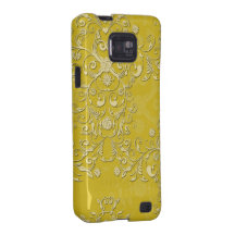 Vibrant Yellow Floral Damask Pattern Galaxy S2 Cases