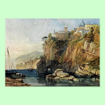 Vico, Bay of Naples Watercolor Painting Art Print! posters