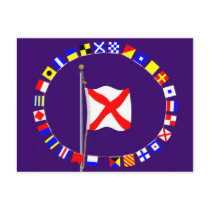 Victor Require Assistance Nautical Signal Flag postcards