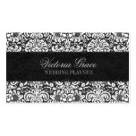 Victoria Black Gray Damask Chic Business Card business cards