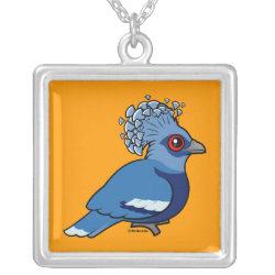Victoria Crowned Pigeon Square Silver-plated Necklace