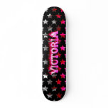 Victoria skateboard pink fire and flames design.