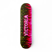 Victoria skateboard pink fire and flames design. by skatersollie Victoria skateboard pink fire and flames design.