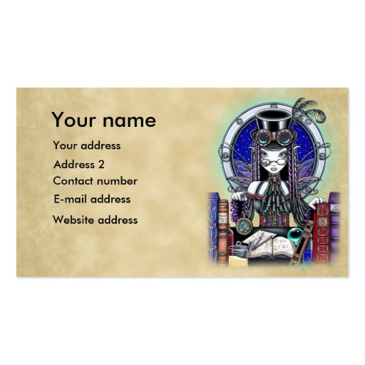 "Victoria" Steam Punk Faerie Art Business Cards (front side)