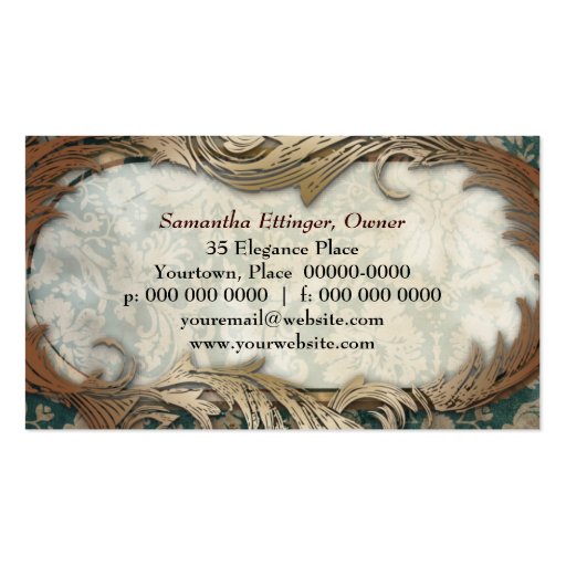 Victorian Aesthetic Damask Business Card (back side)