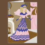 Victorian Angel Blue and Pink Singing by Fireplace cards