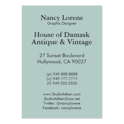 Victorian Arabesque, ALAMEDA - Navy & Purple Business Cards (back side)