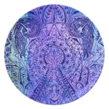Victorian Arabesque, KASBAH - Navy & Cyan Party Plate