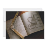Victorian architect's calculus manual and ruler invite
