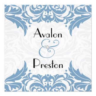 Victorian Baroque Blue Flourish Wedding Invitation