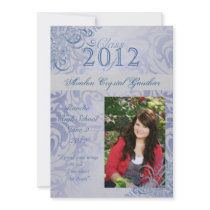 Victorian Baroque Blue Graduation Invitations