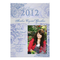 Victorian Baroque Blue Graduation Invitations