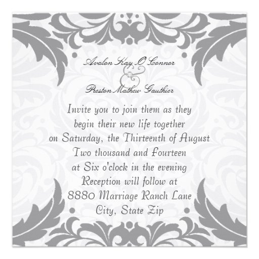 Victorian Baroque Grey Flourish Wedding Invitation