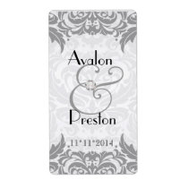 Victorian Baroque Grey  Wine Wedding Label