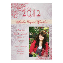 Victorian Baroque Red Graduation Invitations