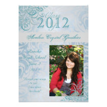 Victorian Baroque Teal Graduation Invitations