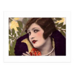 Victorian beauty in purple coat postcard