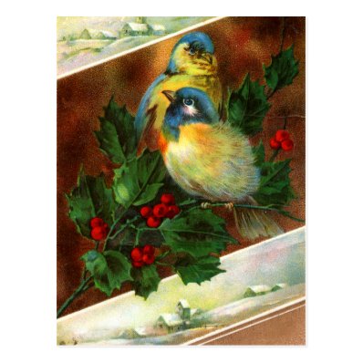 Victorian Bird Christmas Postcard