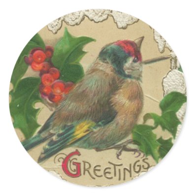 Victorian Bird Christmas Stickers