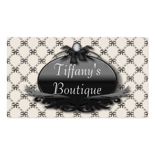Victorian Black Bow Damask Fashion Business Cards