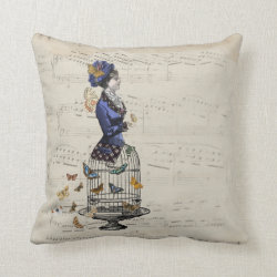 Victorian Butterfly Birdcage Steampunk Woman Tee Pillows