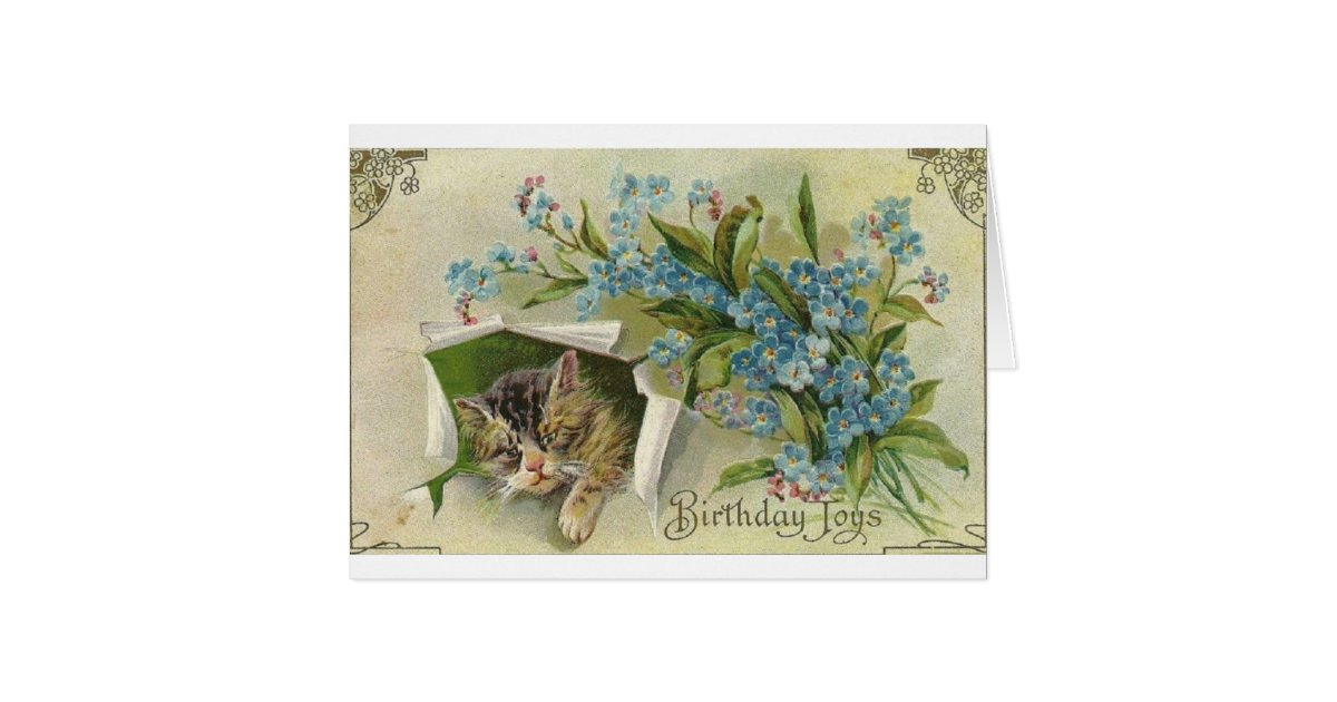 Victorian Cat Birthday Greeting Card Zazzle