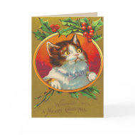 Victorian Cat Christmas Card