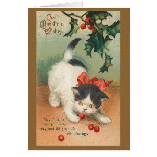 Victorian Cat Christmas Greeting Card Zazzle